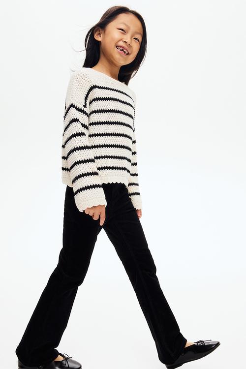 Flared corduroy treggings - black