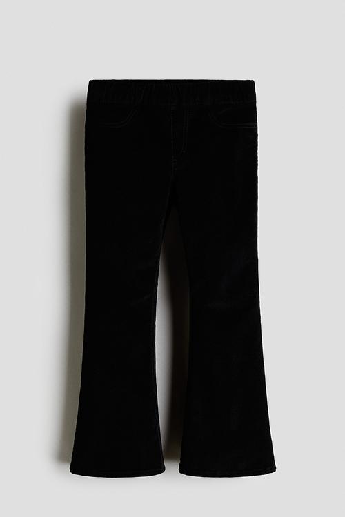 Flared corduroy treggings - black
