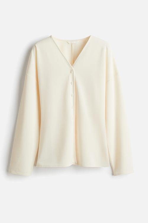 Button-front top - cream