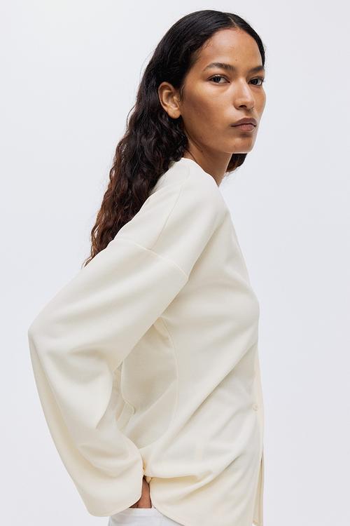 Button-front top - cream