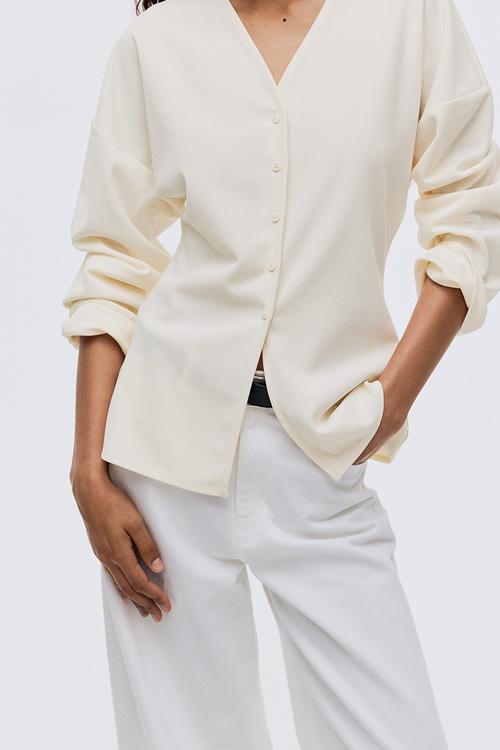 Button-front top - cream
