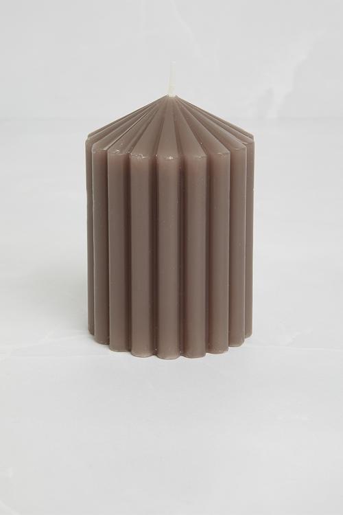 Reeded Pillar Candle - Grey