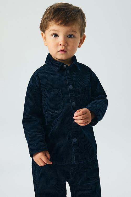 Cotton corduroy shirt - navy blue