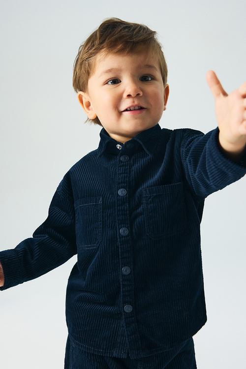 Cotton corduroy shirt - navy blue