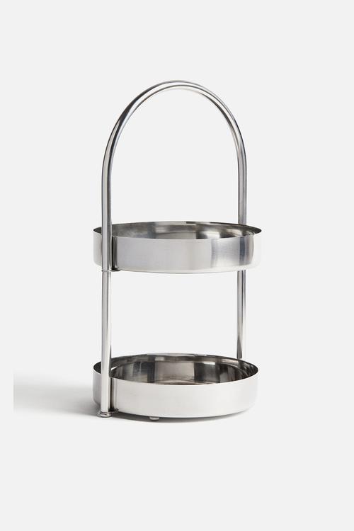 Two-tiered tray - silver-coloured