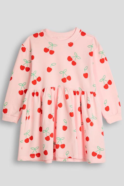 Sweatshirt dress - pink/cherries aop