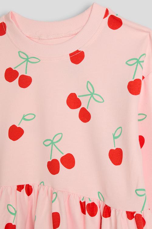 Sweatshirt dress - pink/cherries aop