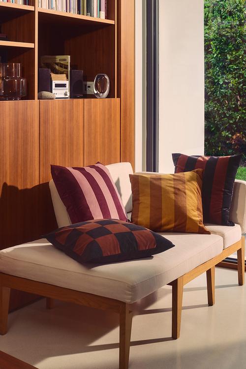 Checked velvet cushion cover - brown/checked 