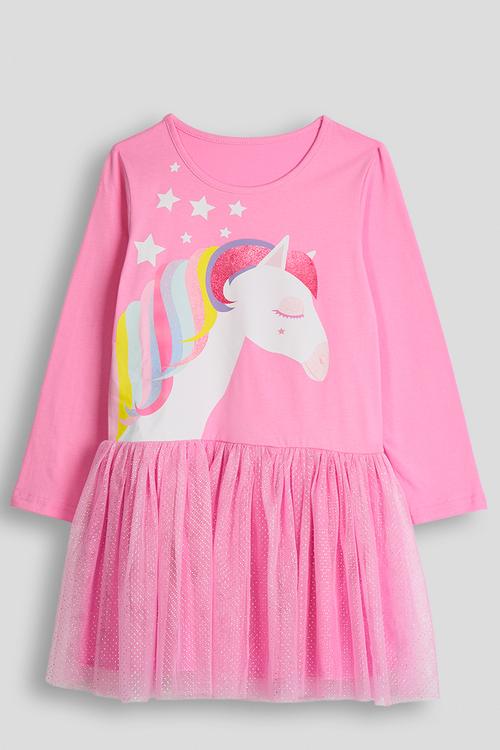 Gathered hem sweater dress - pink/pony