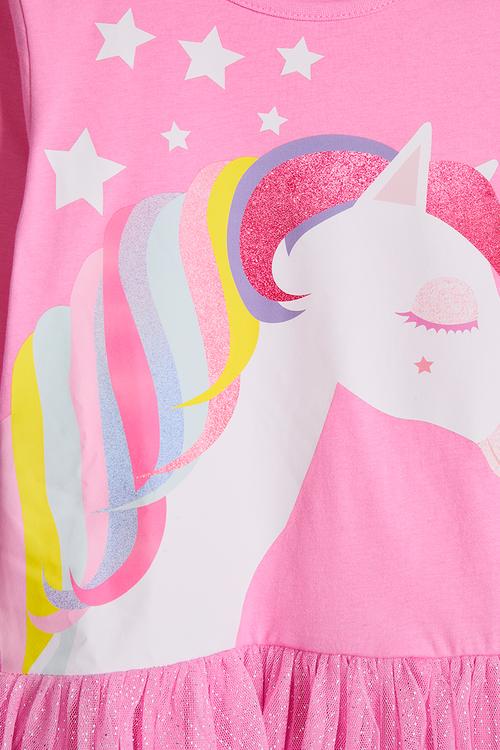 Gathered hem sweater dress - pink/pony
