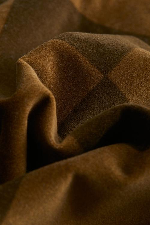 Checked velvet cushion cover - dark olive green/checked 