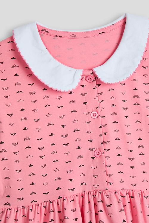 Fit & flare dress with pockets - pink/multi
