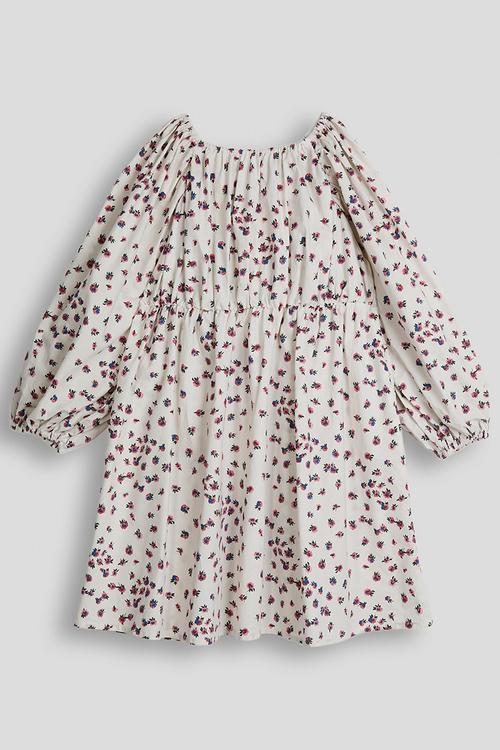 Gyspy dress with elasticated waist - eggshell/floral aop