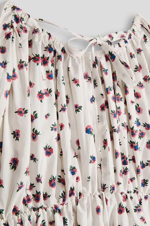 Gyspy dress with elasticated waist - eggshell/floral aop