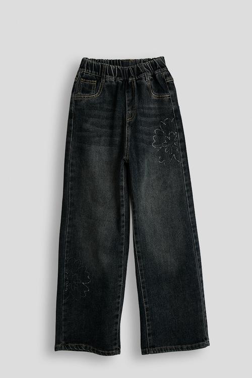Wide leg denim jeans - dark grey