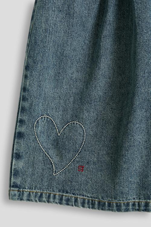 Pleated waist wide leg jeans - blue