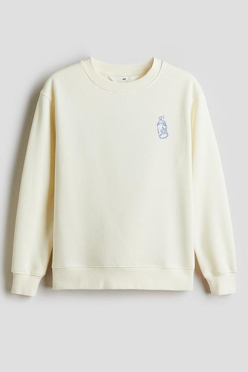 Print-motif sweatshirt - cream/visuals