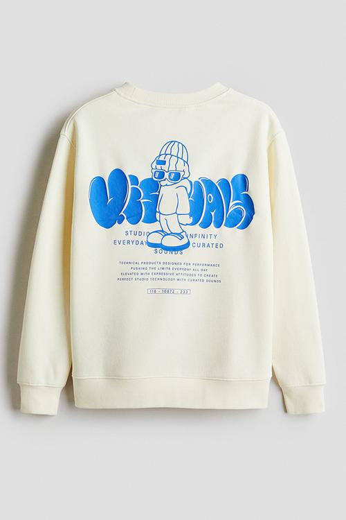 Print-motif sweatshirt - cream/visuals