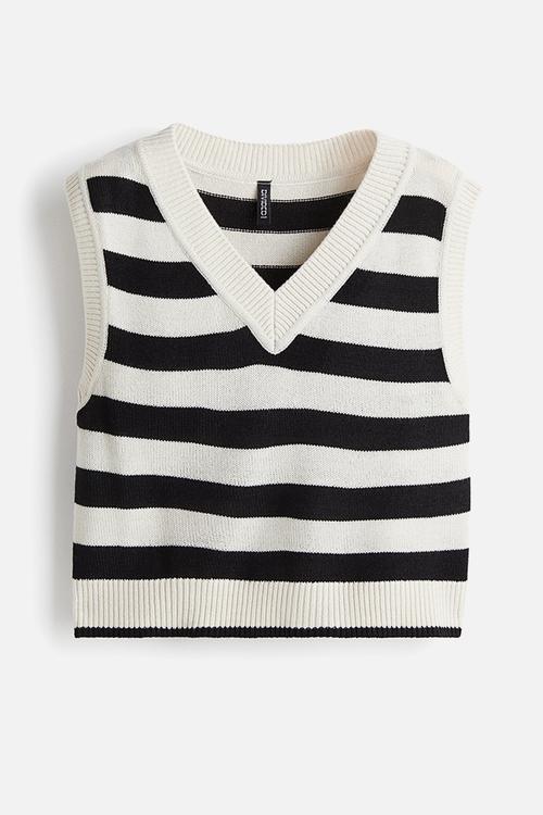 Sweater vest - white & black striped