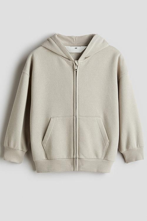 Oversized zip-through hoodie - beige