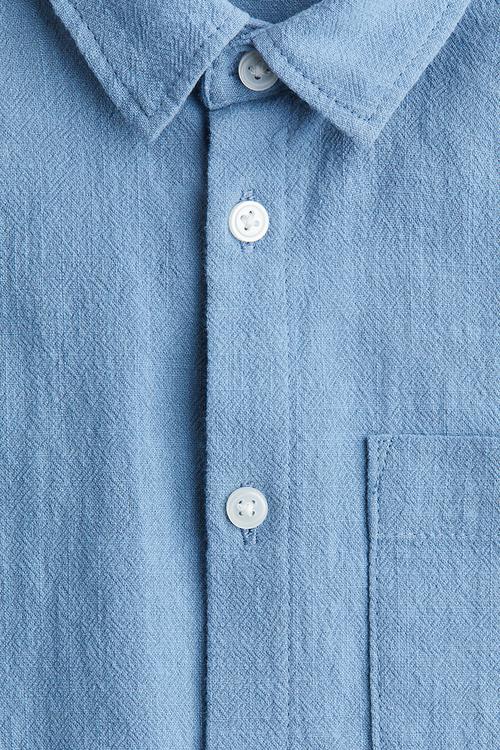 Loose-fit textured cotton shirt - blue