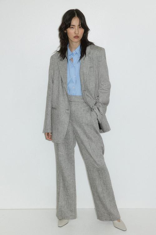 Linen-blend blazer - light grey marl
