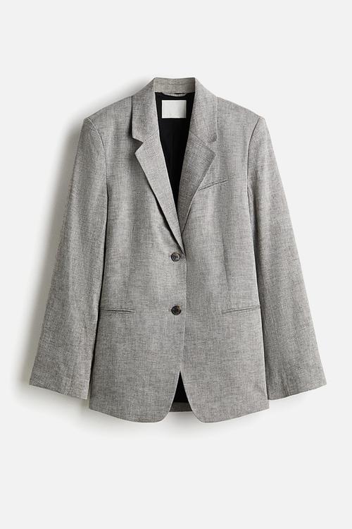 Linen-blend blazer - light grey marl