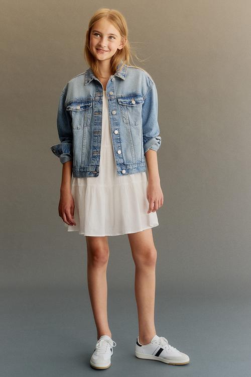 Crinkled cotton dress - white