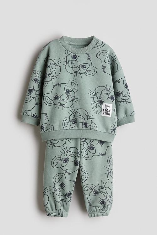 2-Piece printed sweatshirt set - light green/the lion king