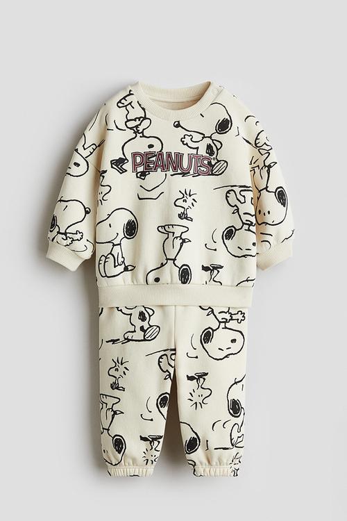 2-Piece printed sweatshirt set - cream/snoopy