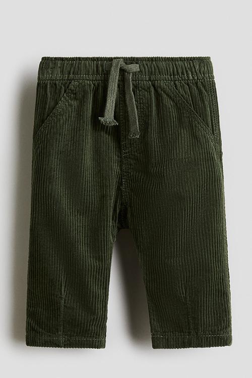Cotton corduroy trousers - dark green