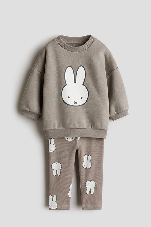2-Piece printed set - greige/miffy 