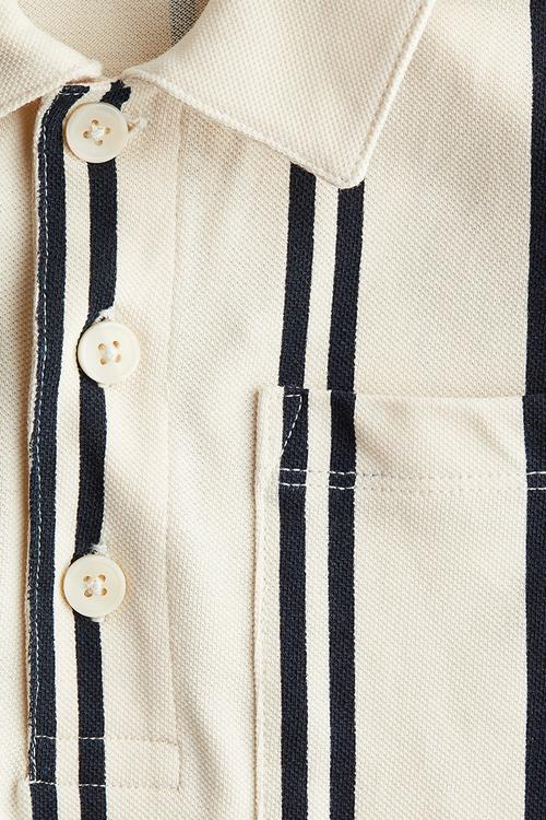 Cotton piqué polo shirt - light beige/striped 