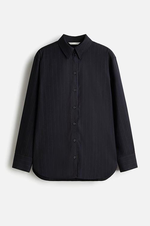 Oversized shirt - navy blue pinstriped