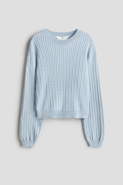 Cable-knit jumper - light blue