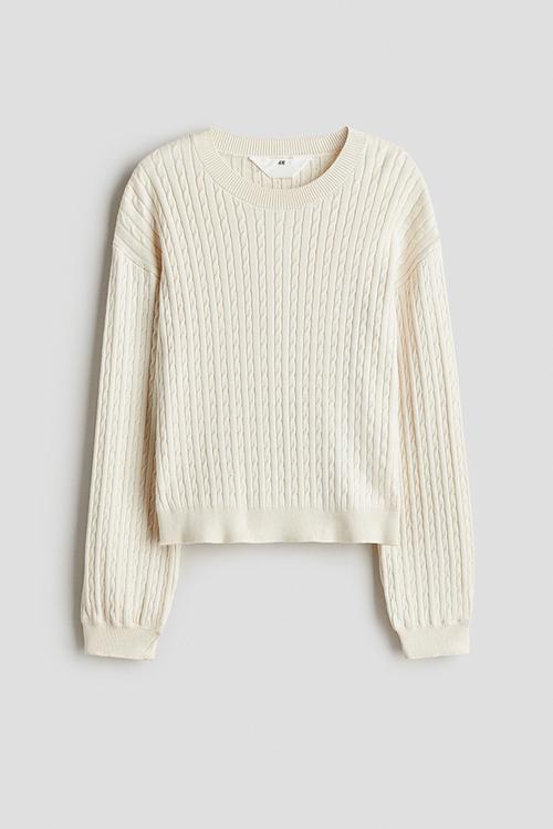 Cable-knit jumper - cream