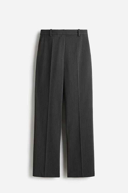 Straight trousers - dark grey marl pinstriped