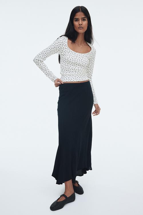 Ribbed jersey top - white floral