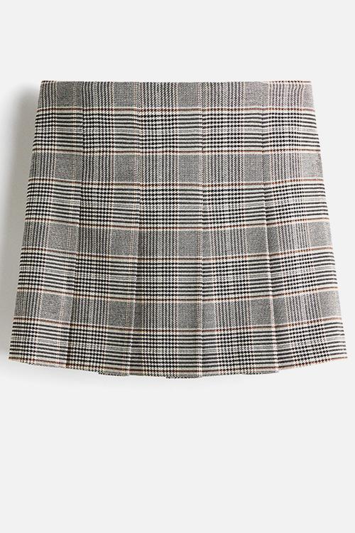 Pleated skirt - beige checked