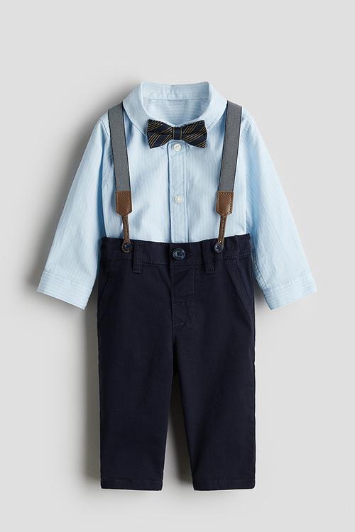 3-Piece dressy set - navy blue/light blue