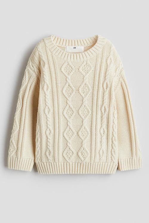 Cable-knit jumper - light beige 