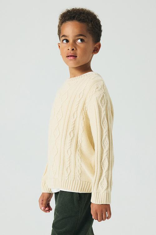 Cable-knit jumper - light beige 