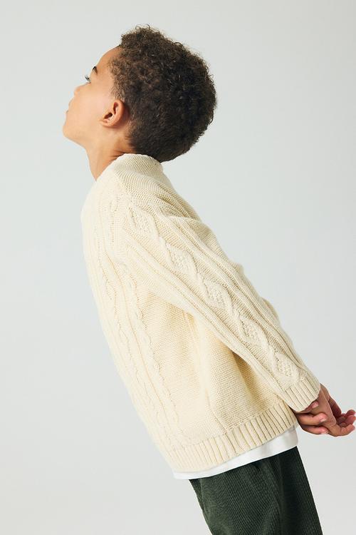 Cable-knit jumper - light beige 