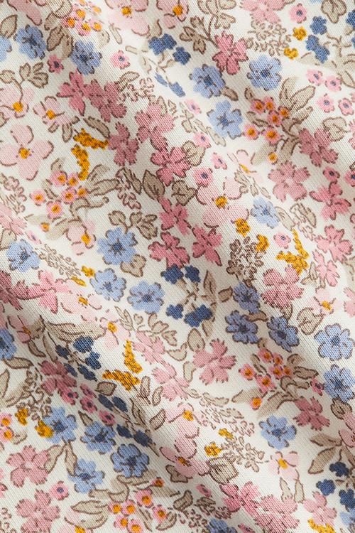 Printed jersey top - light beige/floral
