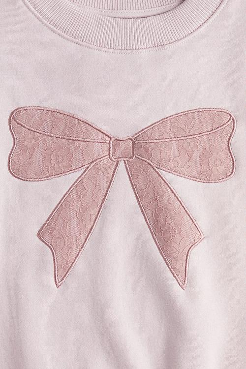 Motif-detail sweatshirt - light pink/bow