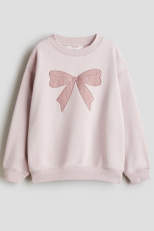 Motif-detail sweatshirt - light pink/bow