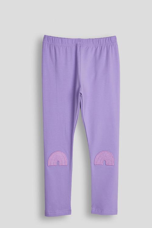 Leggings with rainbow knee patch - purple