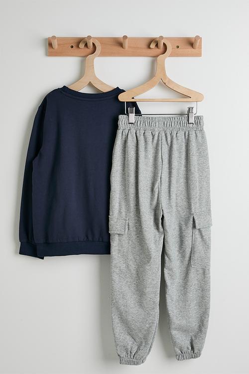 Astronaut graphic sweatshirt with joggers - navy/grey