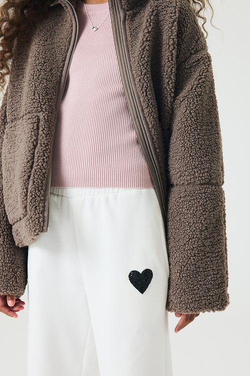 Straight sweatshirt joggers - white/heart 