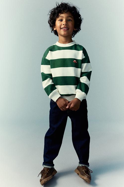 Printed sweatshirt - dark green/striped 